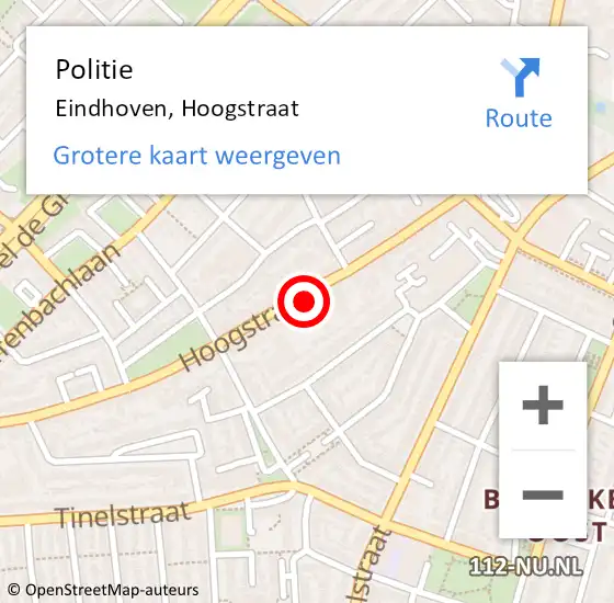 Locatie op kaart van de 112 melding: Politie Eindhoven, Hoogstraat op 24 september 2017 01:09