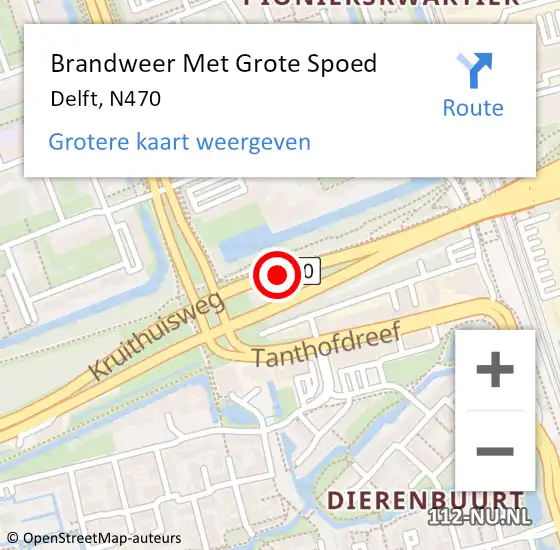 Locatie op kaart van de 112 melding: Brandweer Met Grote Spoed Naar Delft, N470 op 24 september 2017 01:27
