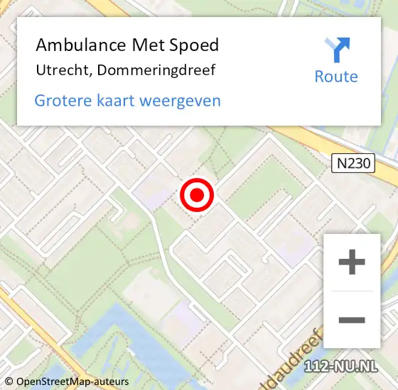 Locatie op kaart van de 112 melding: Ambulance Met Spoed Naar Utrecht, Dommeringdreef op 24 september 2017 02:12