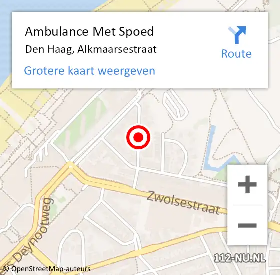Locatie op kaart van de 112 melding: Ambulance Met Spoed Naar Den Haag, Alkmaarsestraat op 24 september 2017 02:17