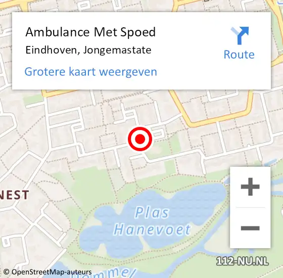 Locatie op kaart van de 112 melding: Ambulance Met Spoed Naar Eindhoven, Jongemastate op 24 september 2017 02:48