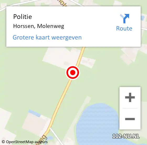 Locatie op kaart van de 112 melding: Politie Horssen, Molenweg op 24 september 2017 02:50
