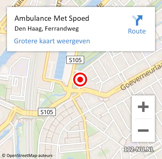 Locatie op kaart van de 112 melding: Ambulance Met Spoed Naar Den Haag, Ferrandweg op 24 september 2017 03:48