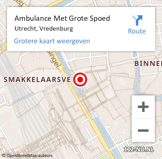 Locatie op kaart van de 112 melding: Ambulance Met Grote Spoed Naar Utrecht, Vredenburg op 24 september 2017 03:59