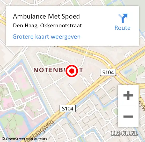 Locatie op kaart van de 112 melding: Ambulance Met Spoed Naar Den Haag, Okkernootstraat op 24 september 2017 04:29