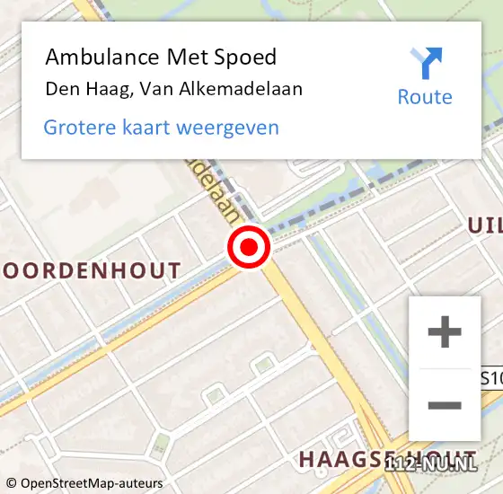 Locatie op kaart van de 112 melding: Ambulance Met Spoed Naar Den Haag, Van Alkemadelaan op 24 september 2017 04:53