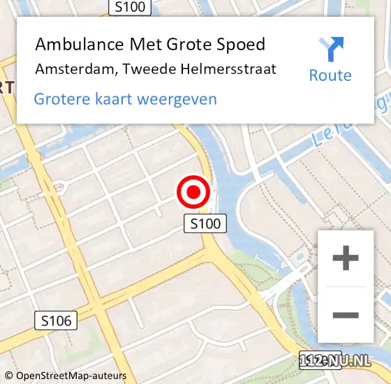 Locatie op kaart van de 112 melding: Ambulance Met Grote Spoed Naar Amsterdam, Tweede Helmersstraat op 24 september 2017 05:12