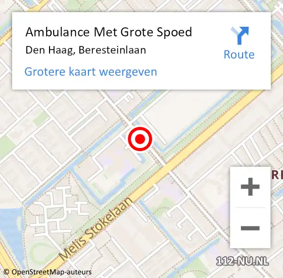 Locatie op kaart van de 112 melding: Ambulance Met Grote Spoed Naar Den Haag, Beresteinlaan op 24 september 2017 07:35