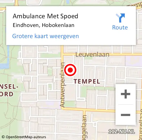 Locatie op kaart van de 112 melding: Ambulance Met Spoed Naar Eindhoven, Hobokenlaan op 24 september 2017 07:38
