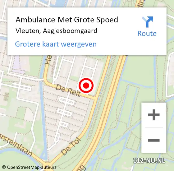 Locatie op kaart van de 112 melding: Ambulance Met Grote Spoed Naar Vleuten, Aagjesboomgaard op 24 september 2017 08:06