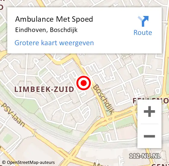 Locatie op kaart van de 112 melding: Ambulance Met Spoed Naar Eindhoven, Boschdijk op 24 september 2017 08:14