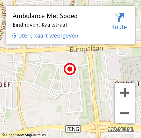Locatie op kaart van de 112 melding: Ambulance Met Spoed Naar Eindhoven, Kaakstraat op 24 september 2017 08:40