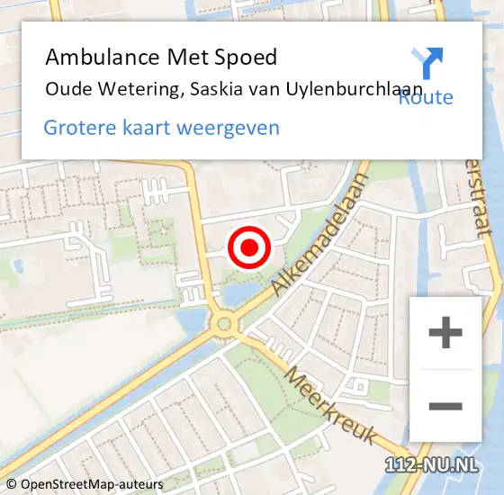 Locatie op kaart van de 112 melding: Ambulance Met Spoed Naar Oude Wetering, Saskia van Uylenburchlaan op 26 september 2017 19:01