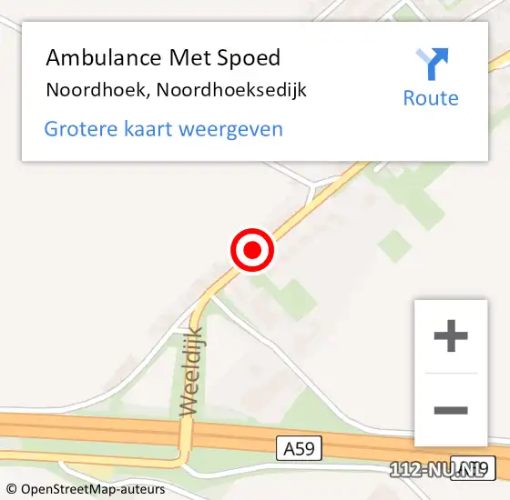 Locatie op kaart van de 112 melding: Ambulance Met Spoed Naar Noordhoek, Noordhoeksedijk op 26 september 2017 19:19