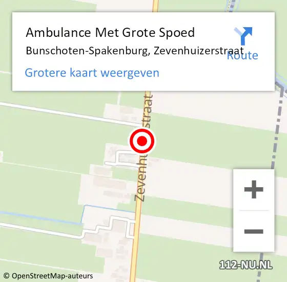 Locatie op kaart van de 112 melding: Ambulance Met Grote Spoed Naar Bunschoten-Spakenburg, Zevenhuizerstraat op 26 september 2017 19:50