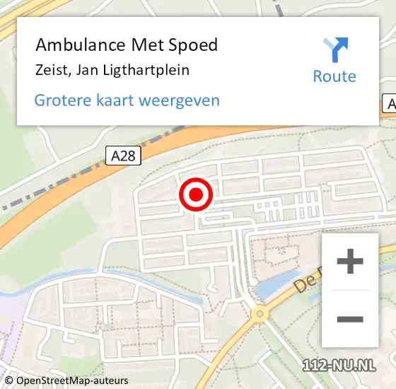 Locatie op kaart van de 112 melding: Ambulance Met Spoed Naar Zeist, Jan Ligthartplein op 26 september 2017 20:05
