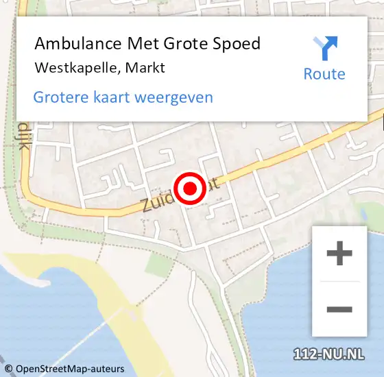 Locatie op kaart van de 112 melding: Ambulance Met Grote Spoed Naar Westkapelle, Markt op 26 september 2017 21:19
