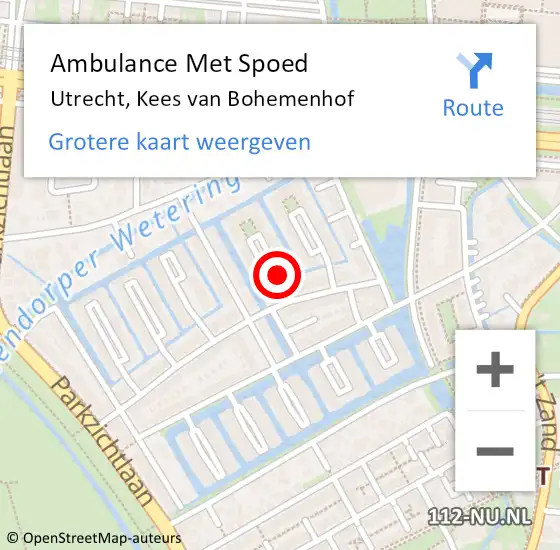 Locatie op kaart van de 112 melding: Ambulance Met Spoed Naar Utrecht, Kees van Bohemenhof op 27 september 2017 01:43