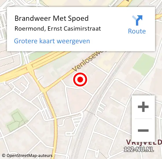 Locatie op kaart van de 112 melding: Brandweer Met Spoed Naar Roermond, Ernst Casimirstraat op 27 september 2017 03:48