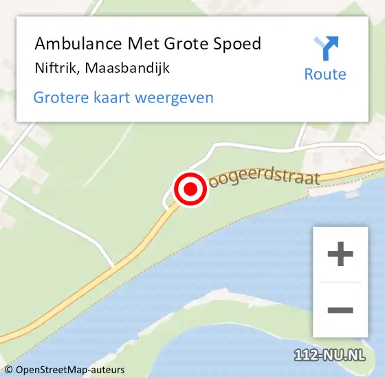 Locatie op kaart van de 112 melding: Ambulance Met Grote Spoed Naar Niftrik, Maasbandijk op 27 september 2017 09:25