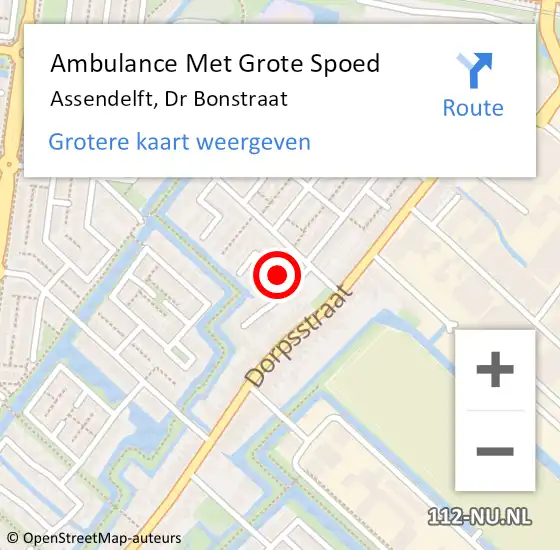 Locatie op kaart van de 112 melding: Ambulance Met Grote Spoed Naar Assendelft, Dr Bonstraat op 27 september 2017 11:50