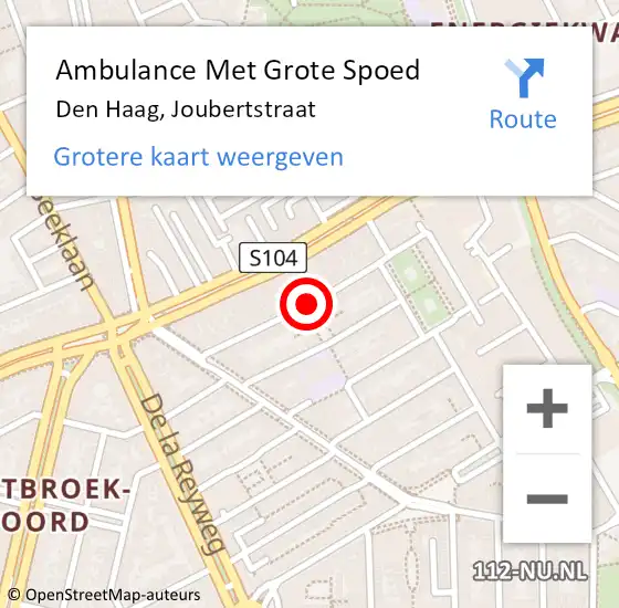 Locatie op kaart van de 112 melding: Ambulance Met Grote Spoed Naar Den Haag, Joubertstraat op 27 september 2017 12:25