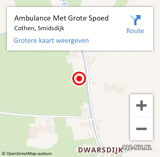 Locatie op kaart van de 112 melding: Ambulance Met Grote Spoed Naar Cothen, Smidsdijk op 27 september 2017 12:39