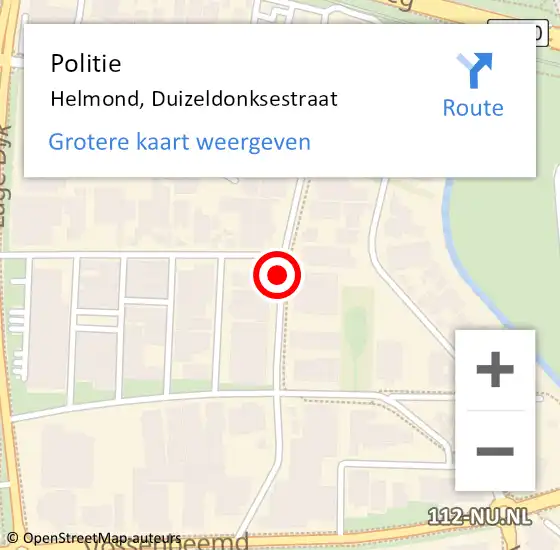 Locatie op kaart van de 112 melding: Politie Helmond, Duizeldonksestraat op 27 september 2017 17:56