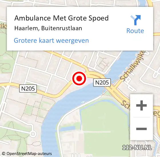 Locatie op kaart van de 112 melding: Ambulance Met Grote Spoed Naar Haarlem, Buitenrustlaan op 27 september 2017 18:46