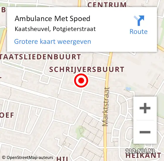 Locatie op kaart van de 112 melding: Ambulance Met Spoed Naar Kaatsheuvel, Potgieterstraat op 27 september 2017 20:52