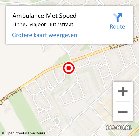 Locatie op kaart van de 112 melding: Ambulance Met Spoed Naar Linne, Majoor Huthstraat op 28 september 2017 06:35