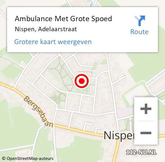 Locatie op kaart van de 112 melding: Ambulance Met Grote Spoed Naar Nispen, Adelaarstraat op 28 september 2017 07:26