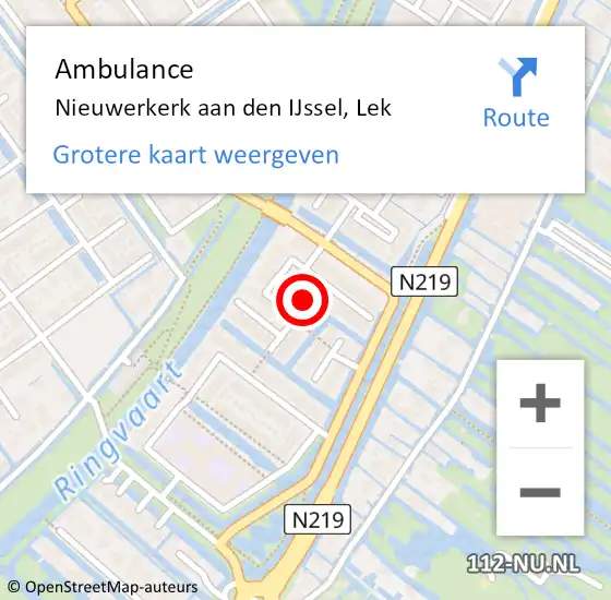 Locatie op kaart van de 112 melding: Ambulance Nieuwerkerk aan den IJssel, Lek op 28 september 2017 11:11