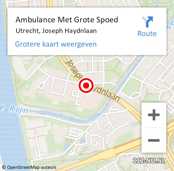 Locatie op kaart van de 112 melding: Ambulance Met Grote Spoed Naar Utrecht, Joseph Haydnlaan op 28 september 2017 11:37