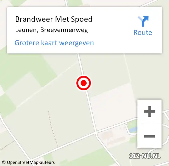 Locatie op kaart van de 112 melding: Brandweer Met Spoed Naar Leunen, Breevennenweg op 28 september 2017 13:57
