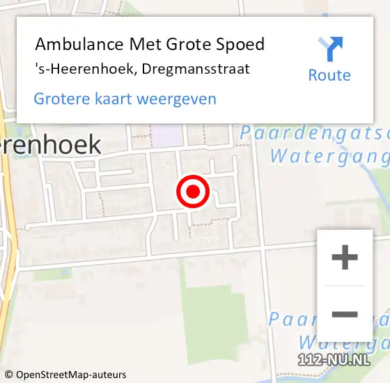 Locatie op kaart van de 112 melding: Ambulance Met Grote Spoed Naar 's-Heerenhoek, Dregmansstraat op 2 februari 2014 17:31