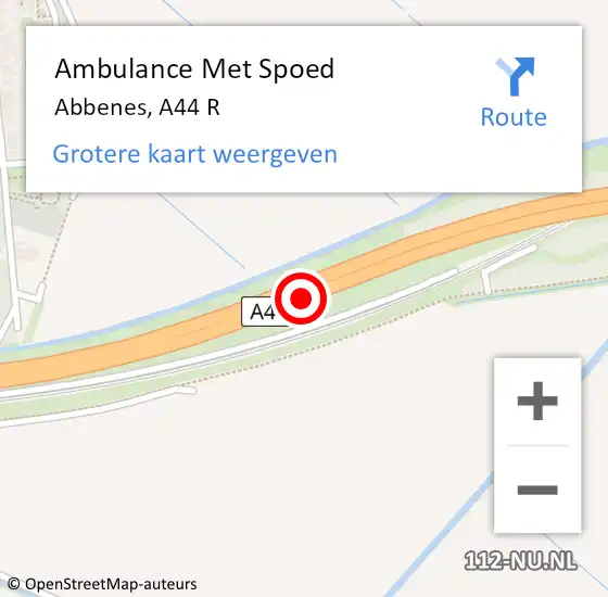 Locatie op kaart van de 112 melding: Ambulance Met Spoed Naar Abbenes, A44 L op 29 september 2017 14:06