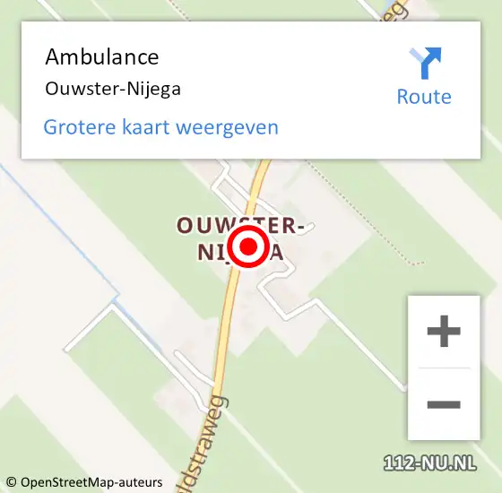 Locatie op kaart van de 112 melding: Ambulance Ouwster-Nijega op 29 september 2017 16:25