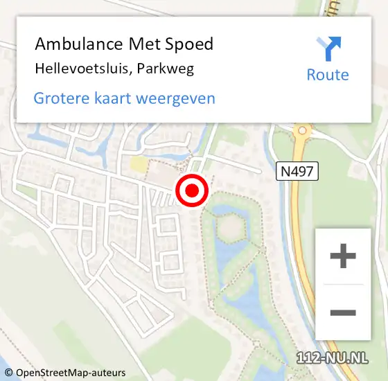 Locatie op kaart van de 112 melding: Ambulance Met Spoed Naar Hellevoetsluis, Parkweg op 29 september 2017 17:54