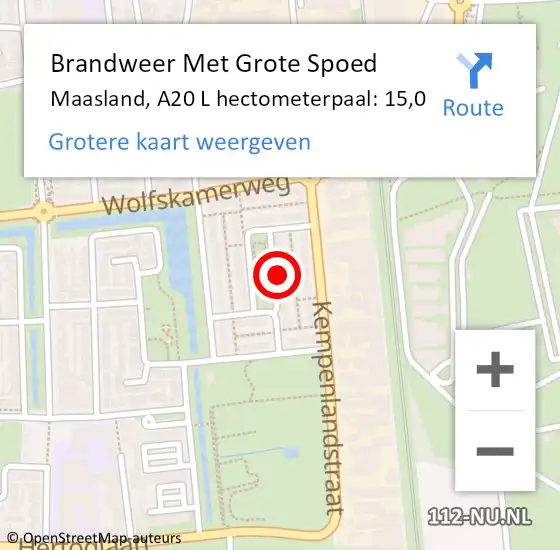Locatie op kaart van de 112 melding: Brandweer Met Grote Spoed Naar Maasland, A20 L hectometerpaal: 15,0 op 29 september 2017 17:55