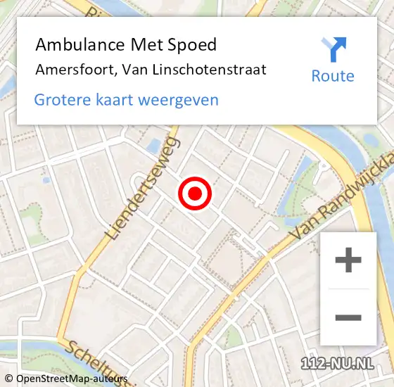 Locatie op kaart van de 112 melding: Ambulance Met Spoed Naar Amersfoort, Van Linschotenstraat op 29 september 2017 18:09