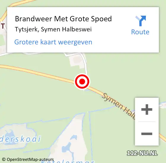 Locatie op kaart van de 112 melding: Brandweer Met Grote Spoed Naar Tytsjerk, Symen Halbeswei op 29 september 2017 19:59