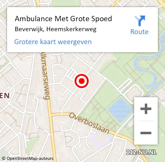 Locatie op kaart van de 112 melding: Ambulance Met Grote Spoed Naar Beverwijk, Heemskerkerweg op 29 september 2017 20:28