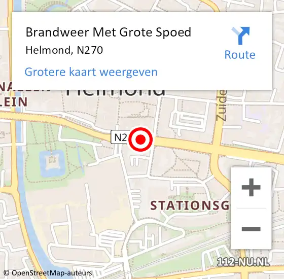 Locatie op kaart van de 112 melding: Brandweer Met Grote Spoed Naar Helmond, N270 op 29 september 2017 20:56