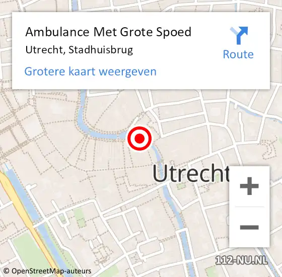 Locatie op kaart van de 112 melding: Ambulance Met Grote Spoed Naar Utrecht, Stadhuisbrug op 30 september 2017 04:29