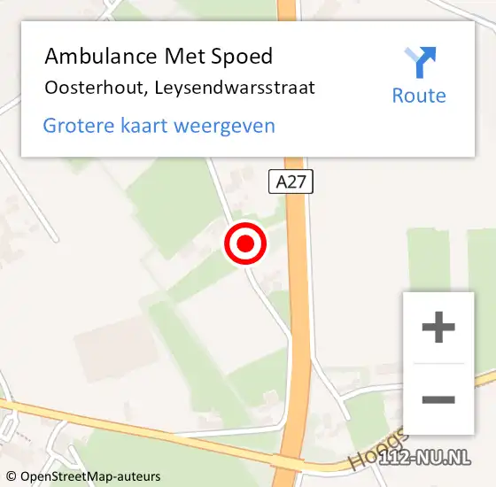 Locatie op kaart van de 112 melding: Ambulance Met Spoed Naar Oosterhout, Leysendwarsstraat op 30 september 2017 05:43
