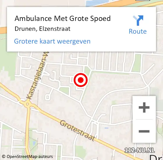 Locatie op kaart van de 112 melding: Ambulance Met Grote Spoed Naar Drunen, Elzenstraat op 30 september 2017 09:23