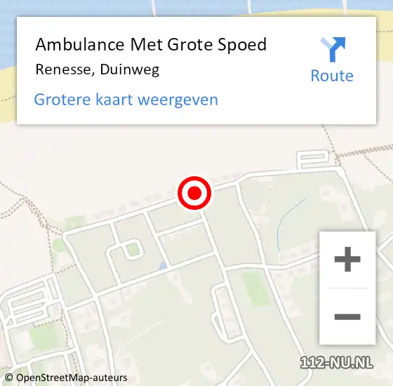 Locatie op kaart van de 112 melding: Ambulance Met Grote Spoed Naar Renesse, Duinweg op 30 september 2017 11:39