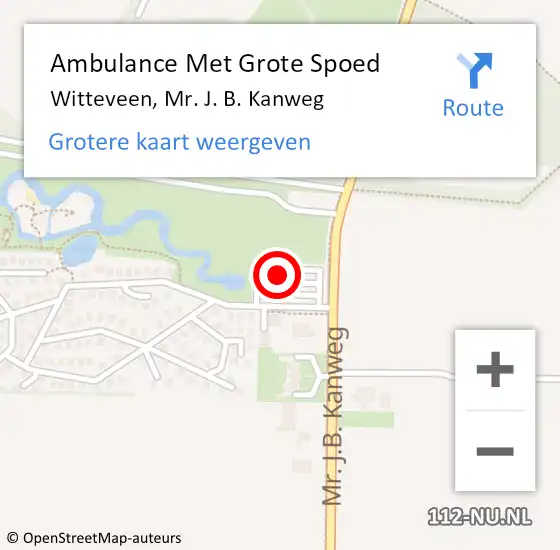 Locatie op kaart van de 112 melding: Ambulance Met Grote Spoed Naar Witteveen, Mr. J. B. Kanweg op 30 september 2017 15:34