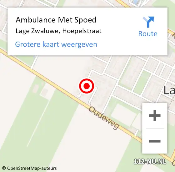 Locatie op kaart van de 112 melding: Ambulance Met Spoed Naar Lage Zwaluwe, Hoepelstraat op 2 februari 2014 22:34
